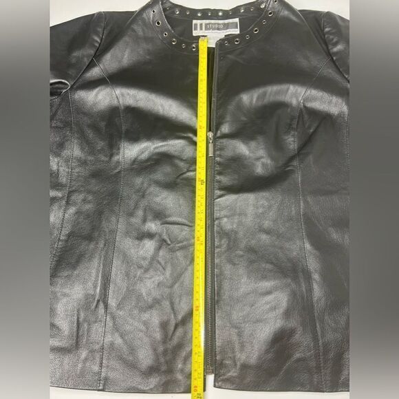 Vtg 80s JL Studio Leather Black Jacket Boho Size 16W - Picture 10 of 16